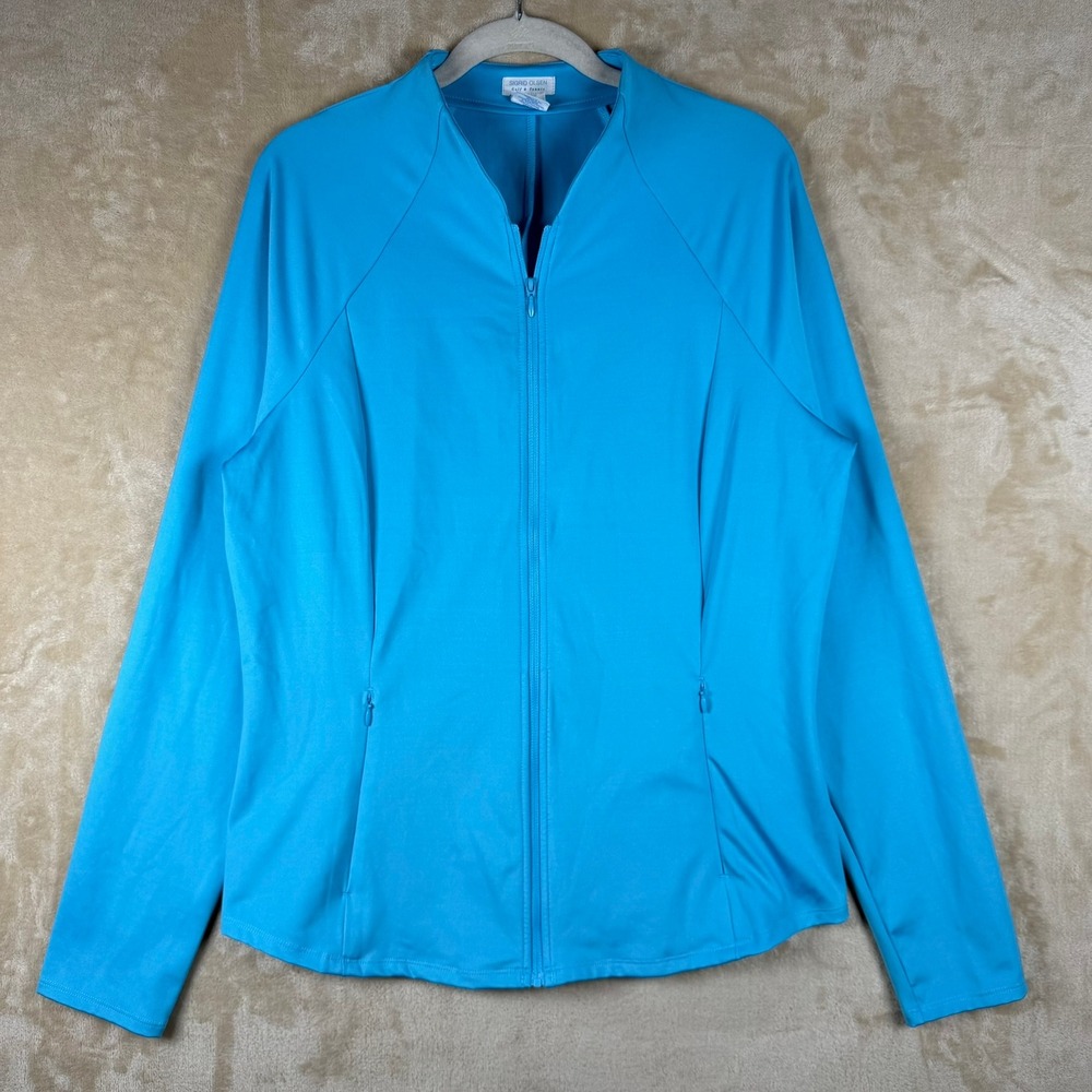 Sigrid Olsen Golf & Tennis Turquoise Blue Full Zip Jacket Womens XL Performance